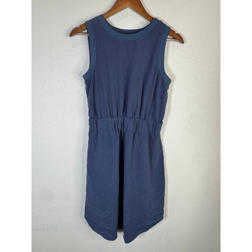 Brass Sleeveless Elastic Waist Dress Blue Small Modal Blend Casual Minimalist